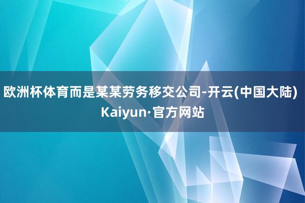 欧洲杯体育而是某某劳务移交公司-开云(中国大陆) Kaiyun·官方网站